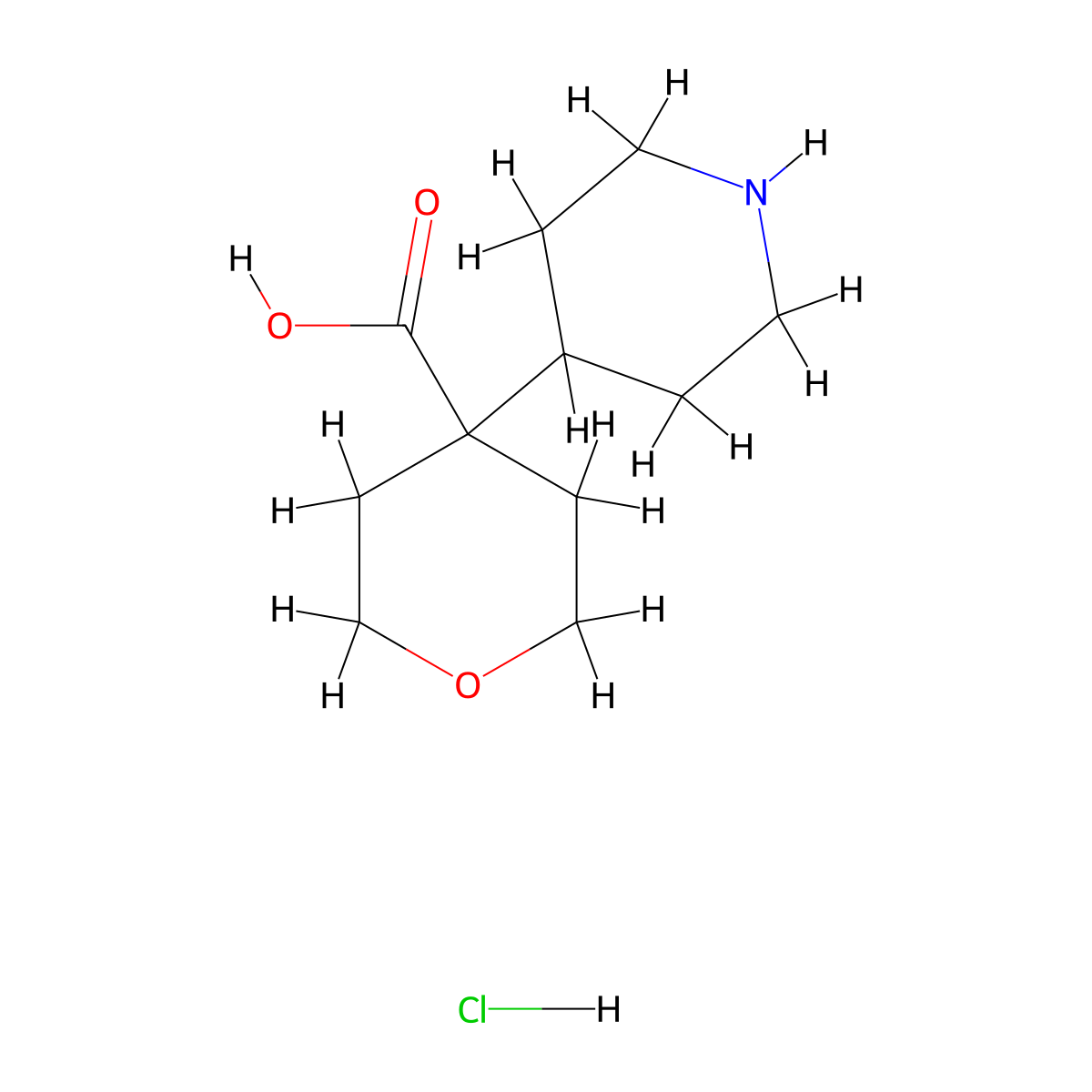 4-(Piperidin-4-yl)oxane-4-carboxylic acid hydrochloride molecular structure, CAS 2228694-76-4
