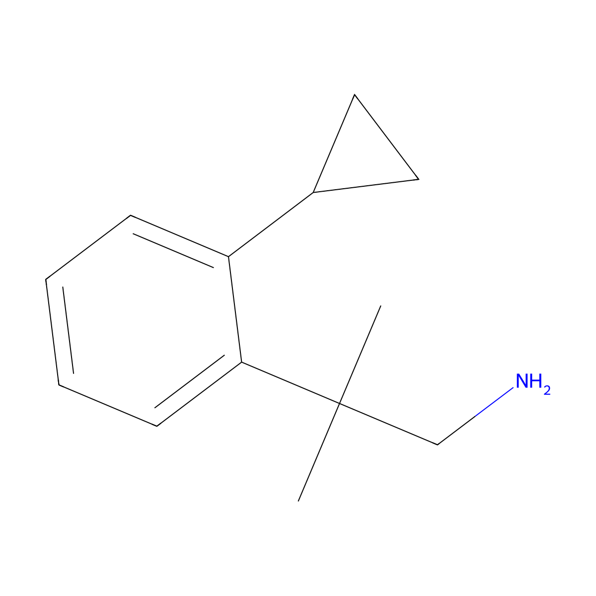 2-(2-Cyclopropylphenyl)-2-methylpropan-1-amine molecular structure, CAS 2228695-80-3