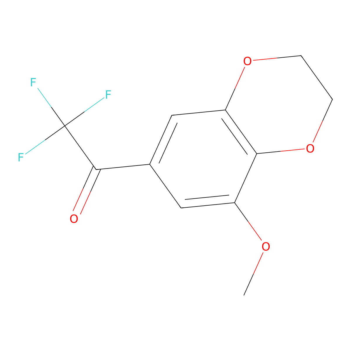 2,2,2-Trifluoro-1-(8-methoxy-2,3-dihydro-1,4-benzodioxin-6-yl)ethan-1-one molecular structure, CAS 2228696-79-3
