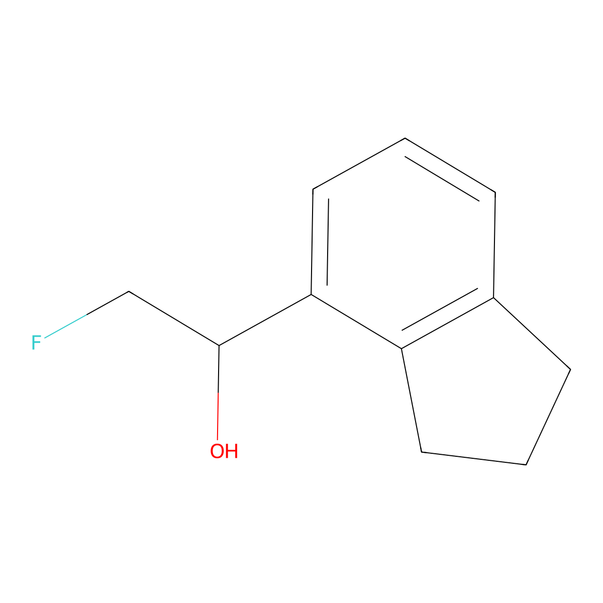 1-(2,3-dihydro-1H-inden-4-yl)-2-fluoroethan-1-ol molecular structure, CAS 2228697-64-9