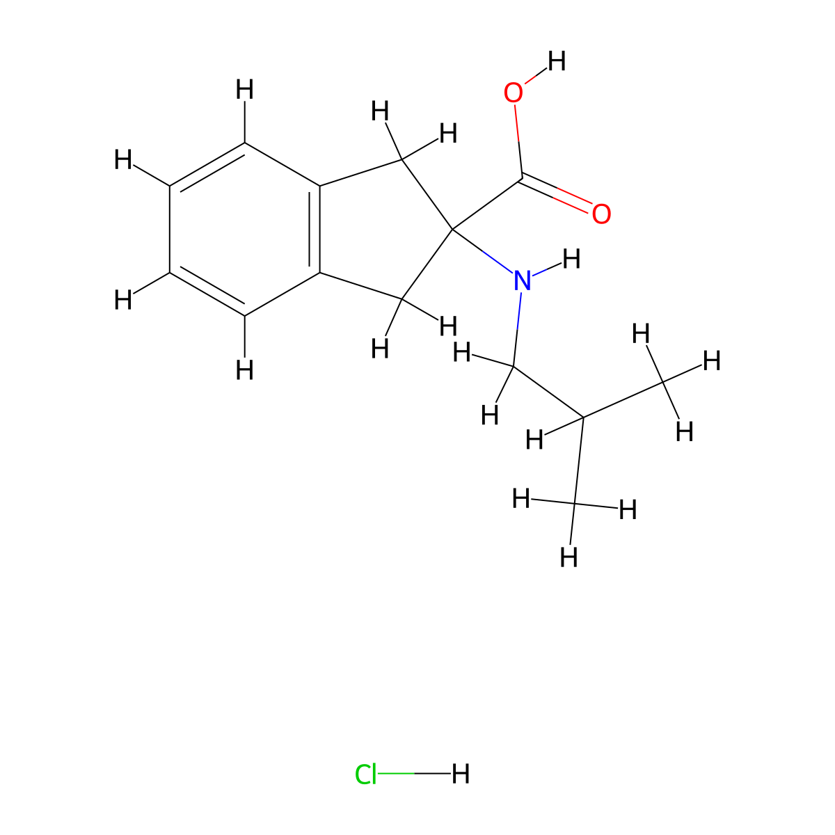 2-[(2-methylpropyl)amino]-2,3-dihydro-1H-indene-2-carboxylic acid hydrochloride molecular structure, CAS 2228697-79-6