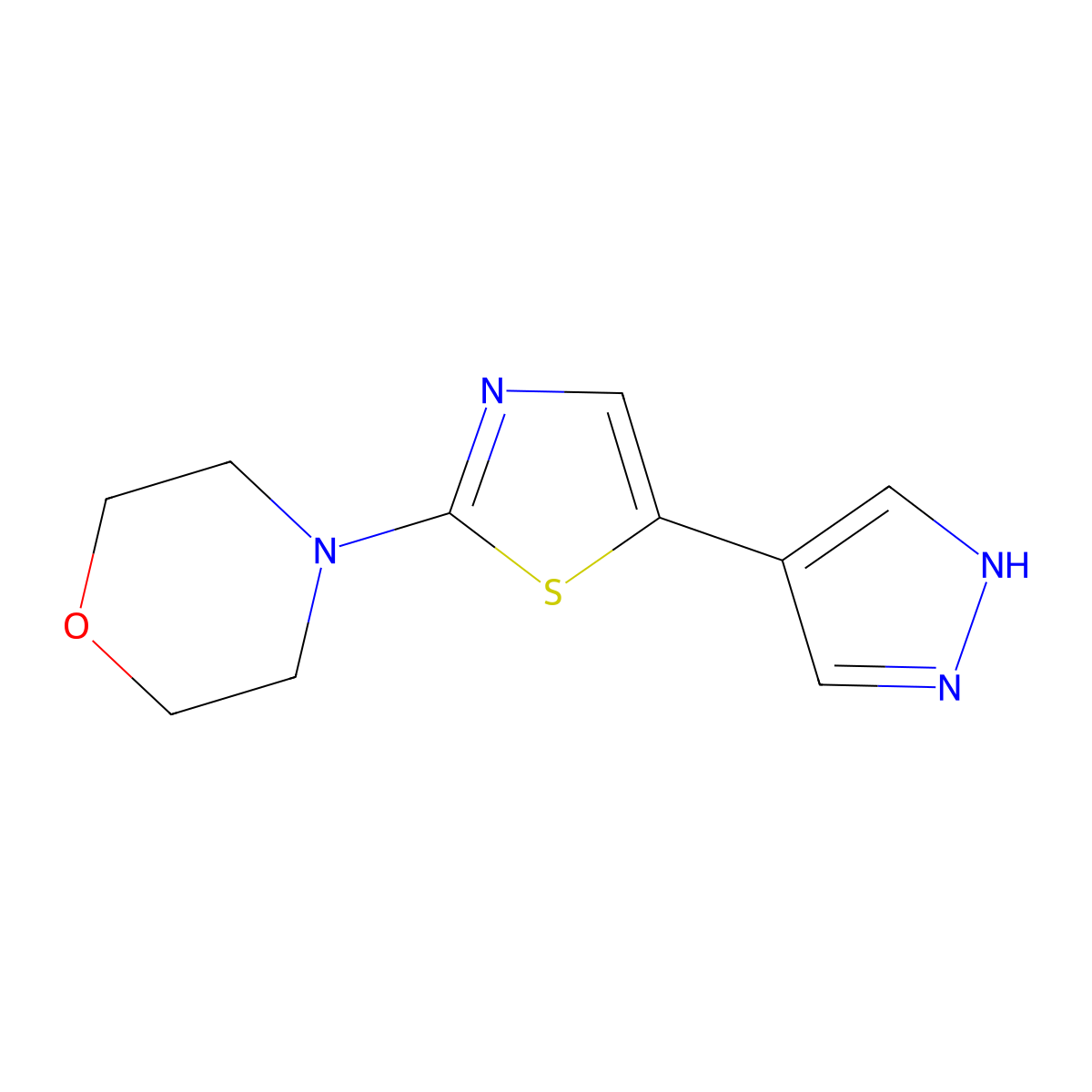 4-[5-(1H-pyrazol-4-yl)-1,3-thiazol-2-yl]morpholine molecular structure, CAS 2228700-32-9