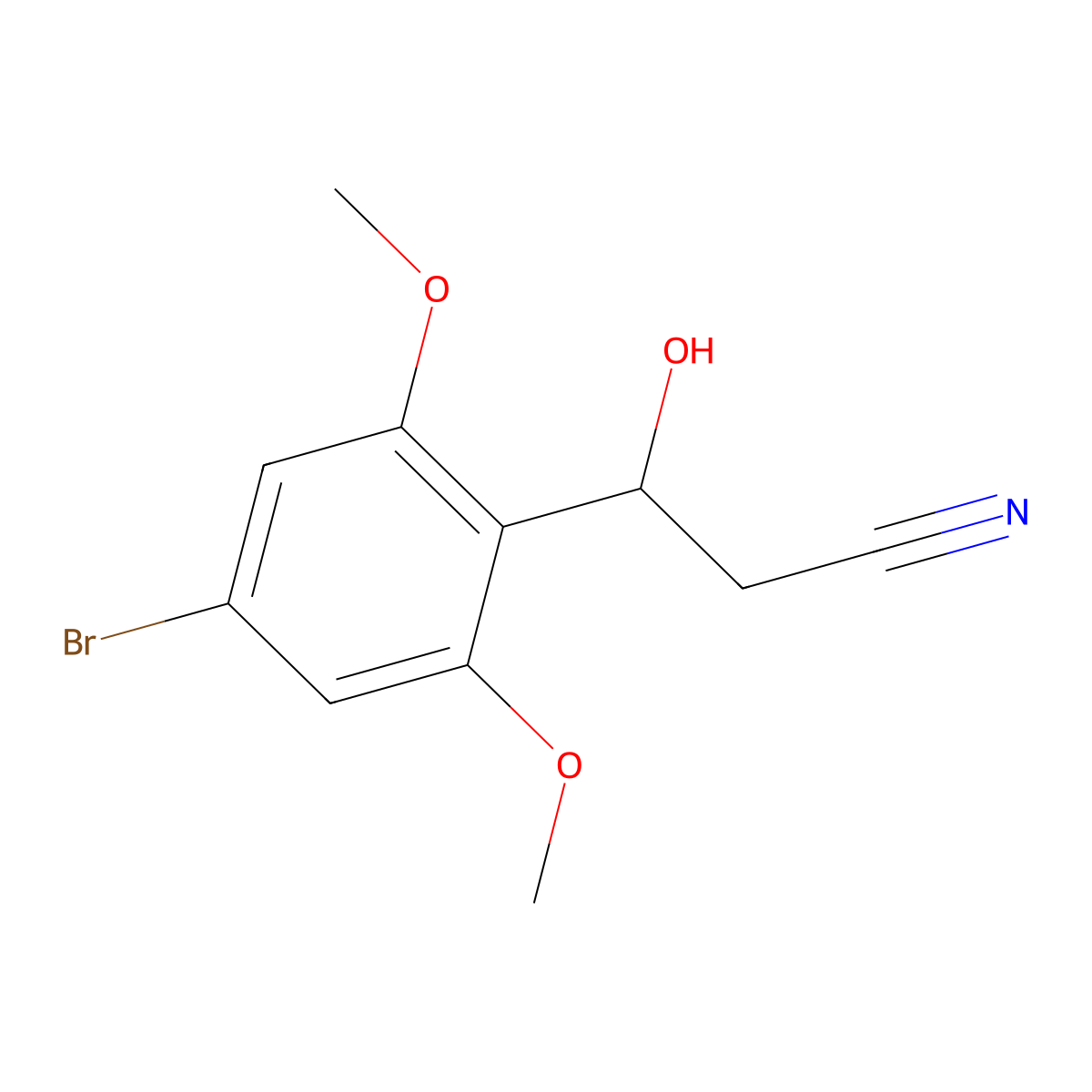 3-(4-Bromo-2,6-dimethoxyphenyl)-3-hydroxypropanenitrile molecular structure, CAS 2228706-77-0