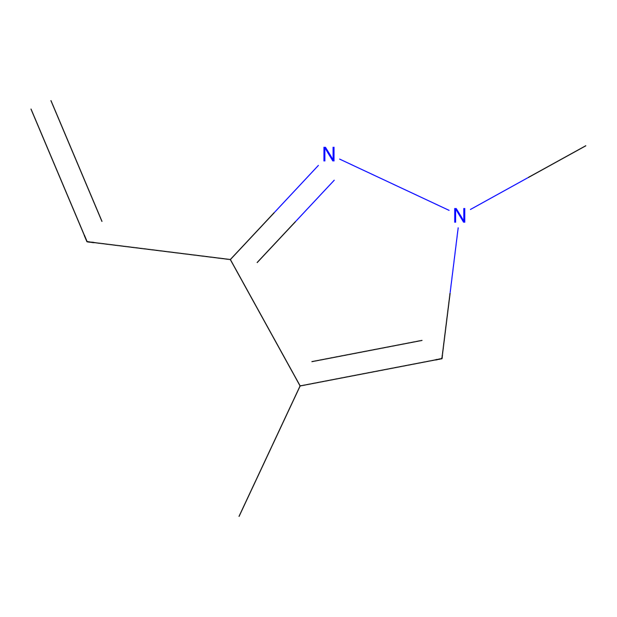 3-ethenyl-1,4-dimethyl-1H-pyrazole molecular structure, CAS 2228707-18-2