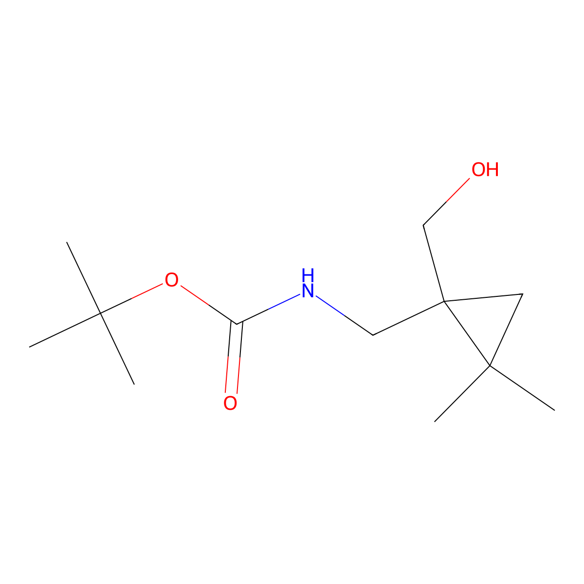 tert-butyl N-{[1-(hydroxymethyl)-2,2-dimethylcyclopropyl]methyl}carbamate molecular structure, CAS 2228710-46-9