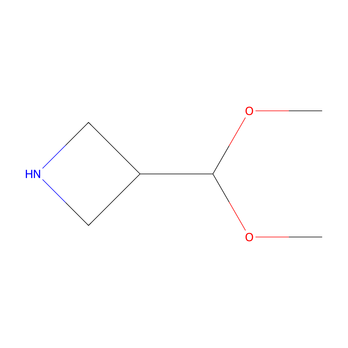 3-(Dimethoxymethyl)azetidine molecular structure, CAS 2228713-28-6