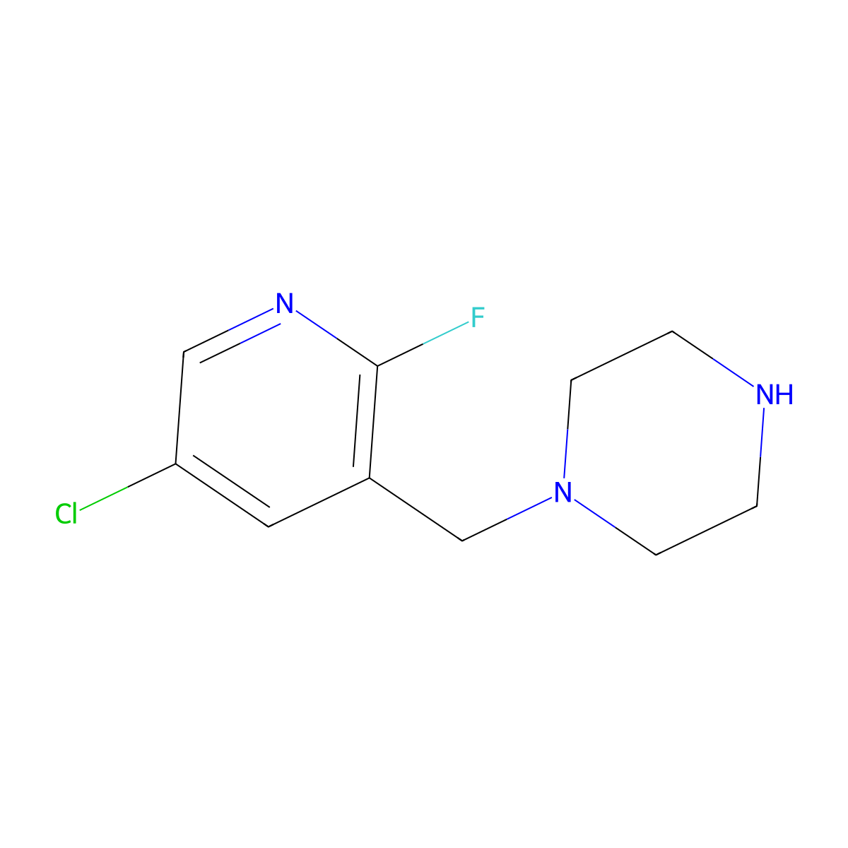 1-[(5-Chloro-2-fluoropyridin-3-yl)methyl]piperazine molecular structure, CAS 2228714-31-4