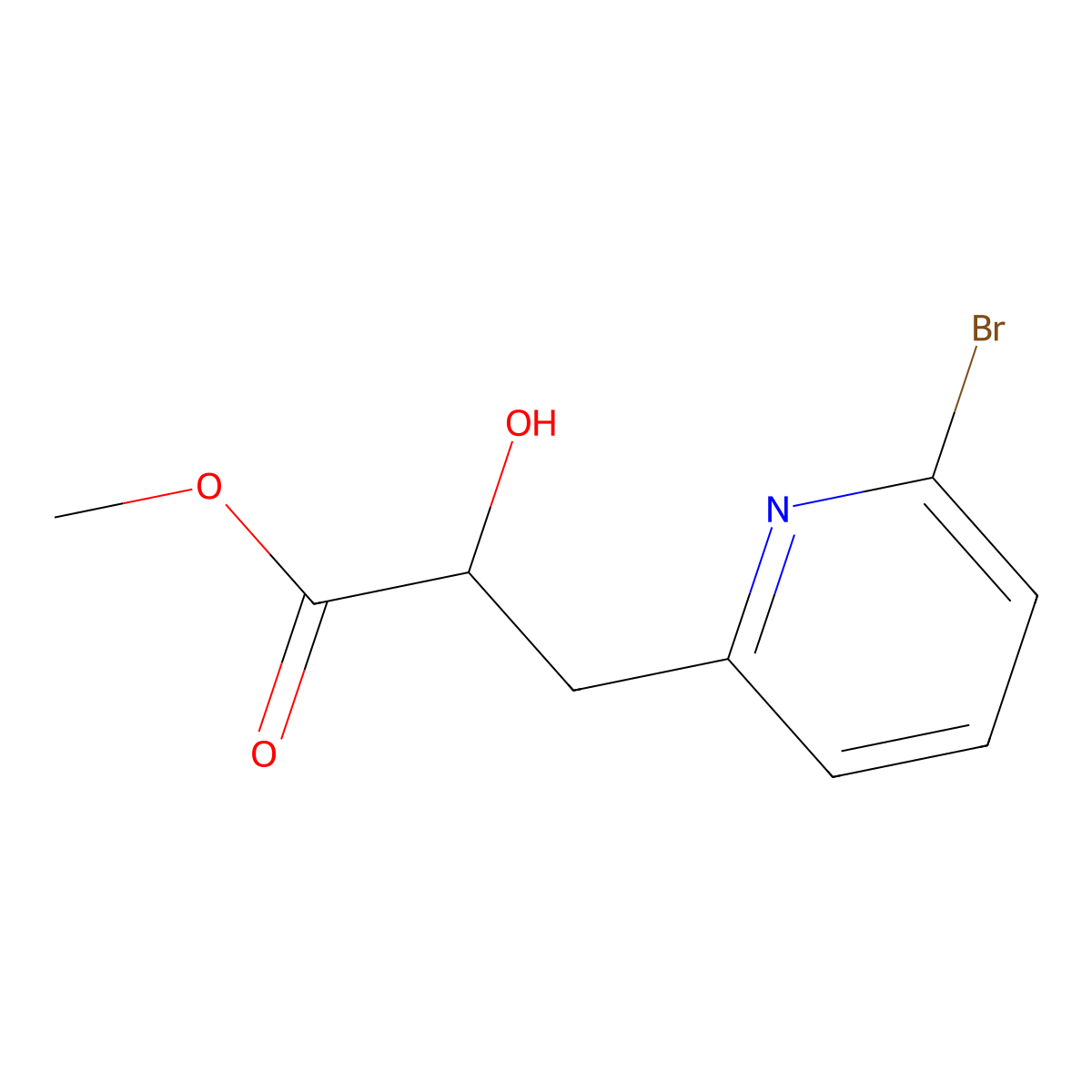 Methyl 3-(6-bromopyridin-2-yl)-2-hydroxypropanoate molecular structure, CAS 2228715-79-3