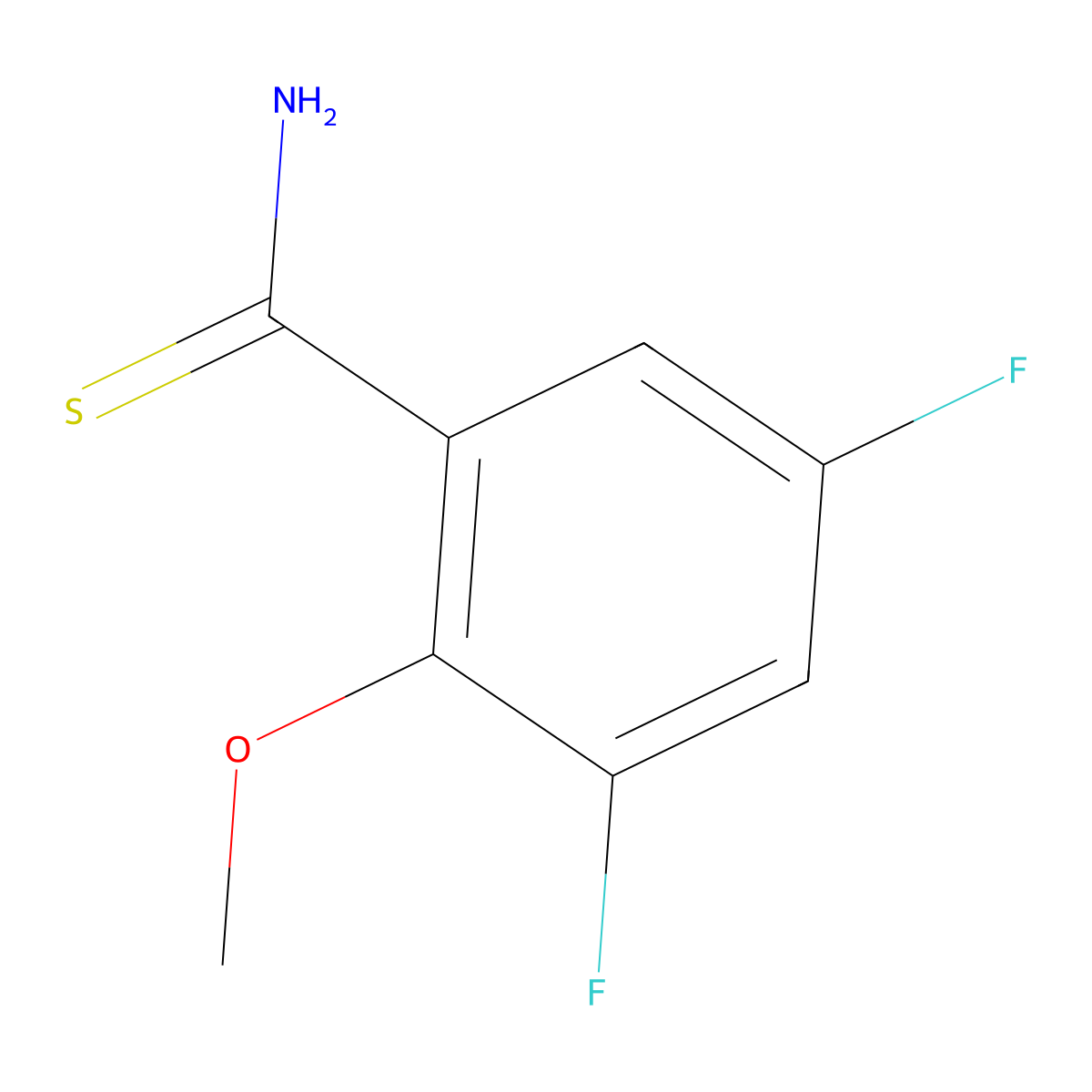 3,5-Difluoro-2-methoxybenzene-1-carbothioamide molecular structure, CAS 2228718-91-8