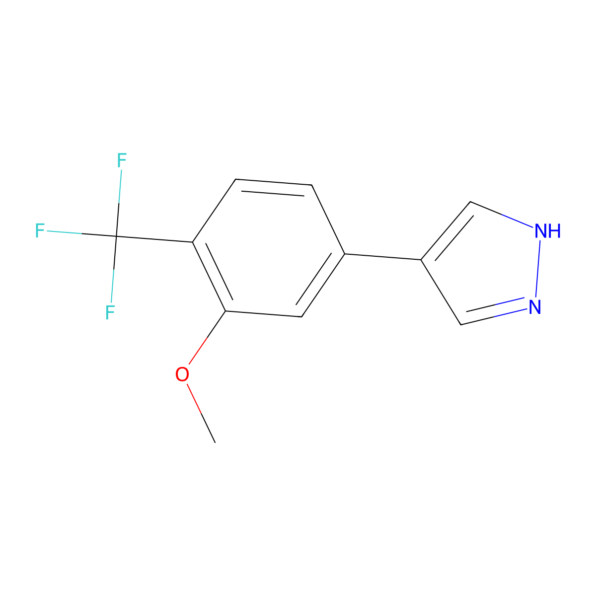 4-[3-methoxy-4-(trifluoromethyl)phenyl]-1H-pyrazole molecular structure, CAS 2228719-26-2