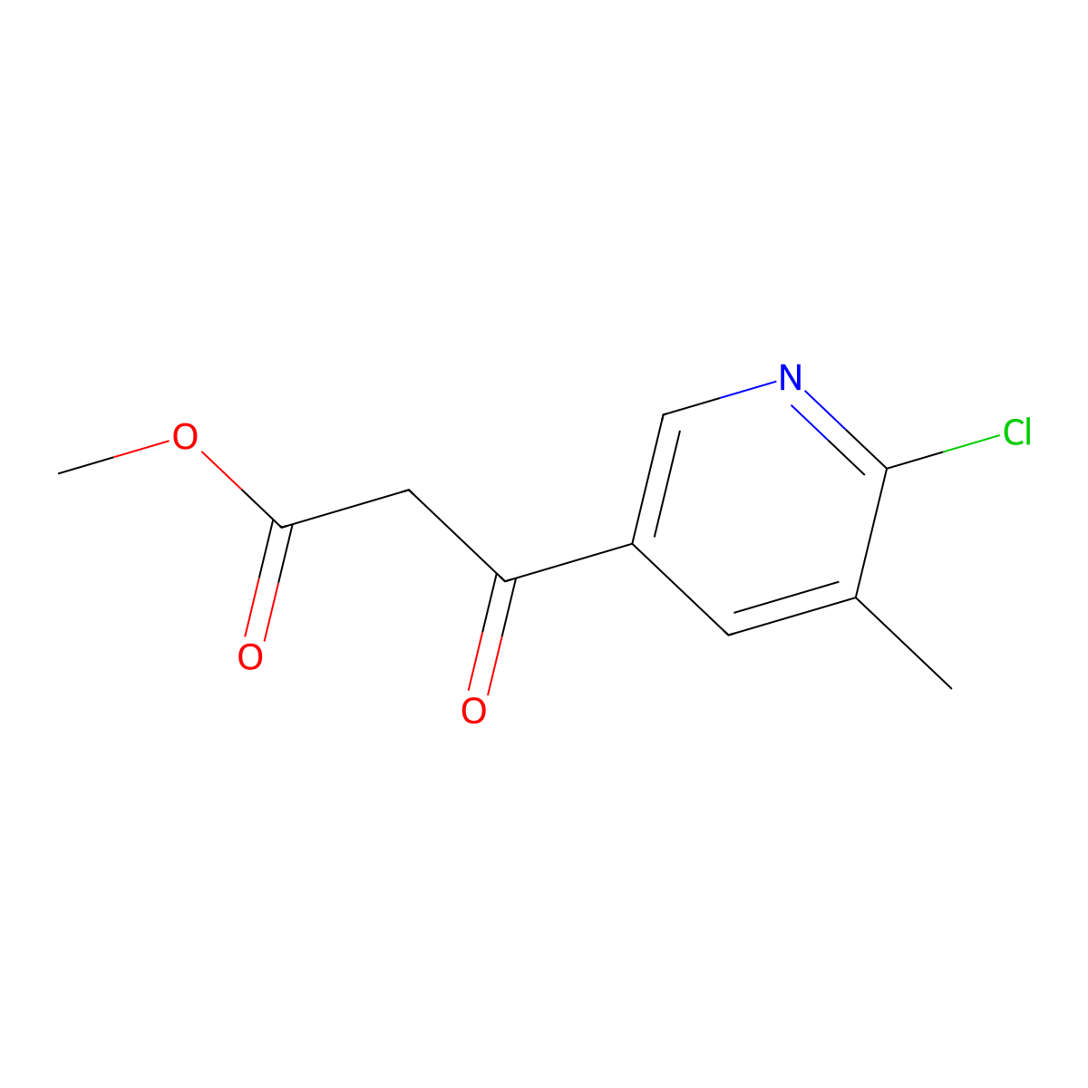 Methyl 3-(6-chloro-5-methylpyridin-3-yl)-3-oxopropanoate molecular structure, CAS 2228719-45-5