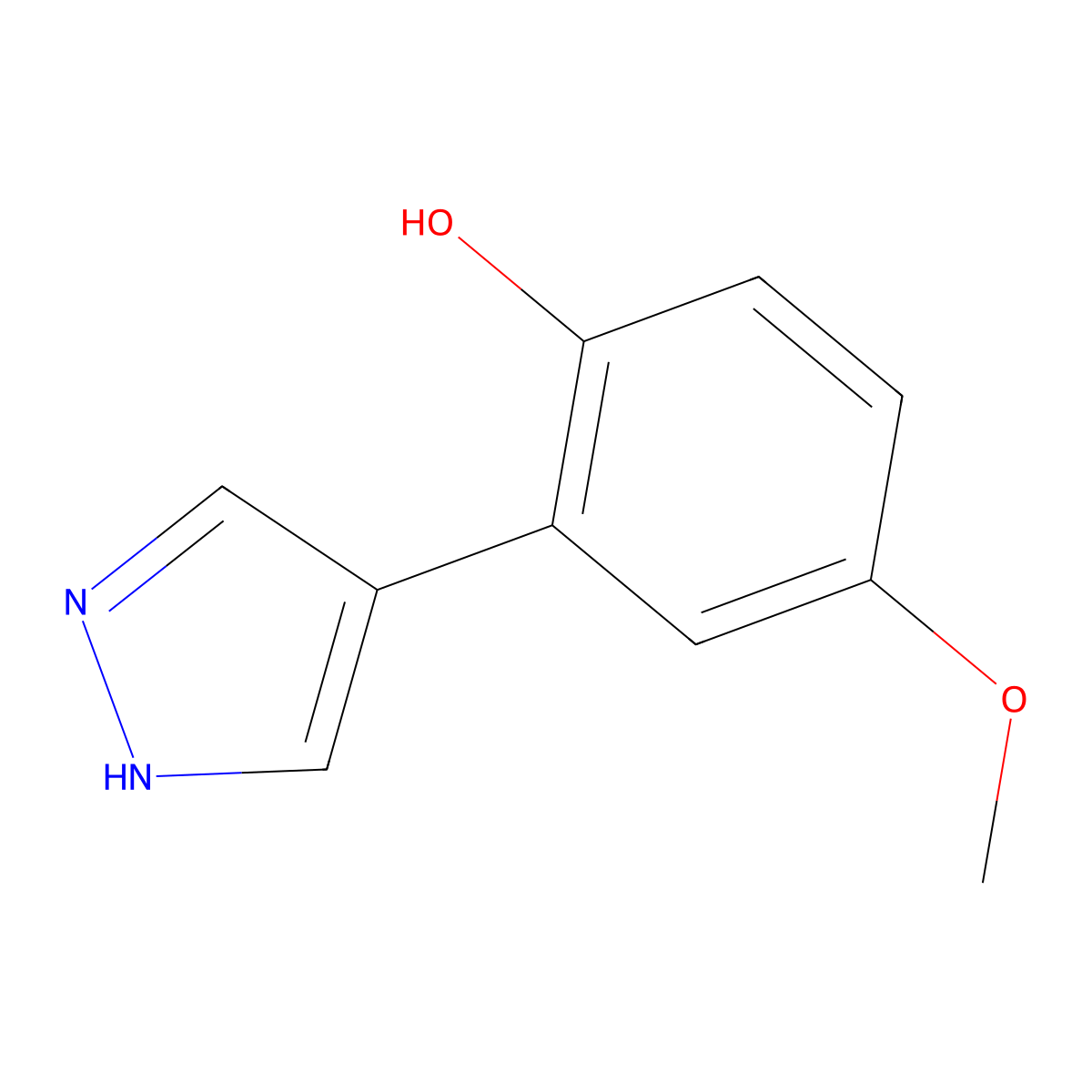 4-methoxy-2-(1H-pyrazol-4-yl)phenol molecular structure, CAS 2228723-73-5