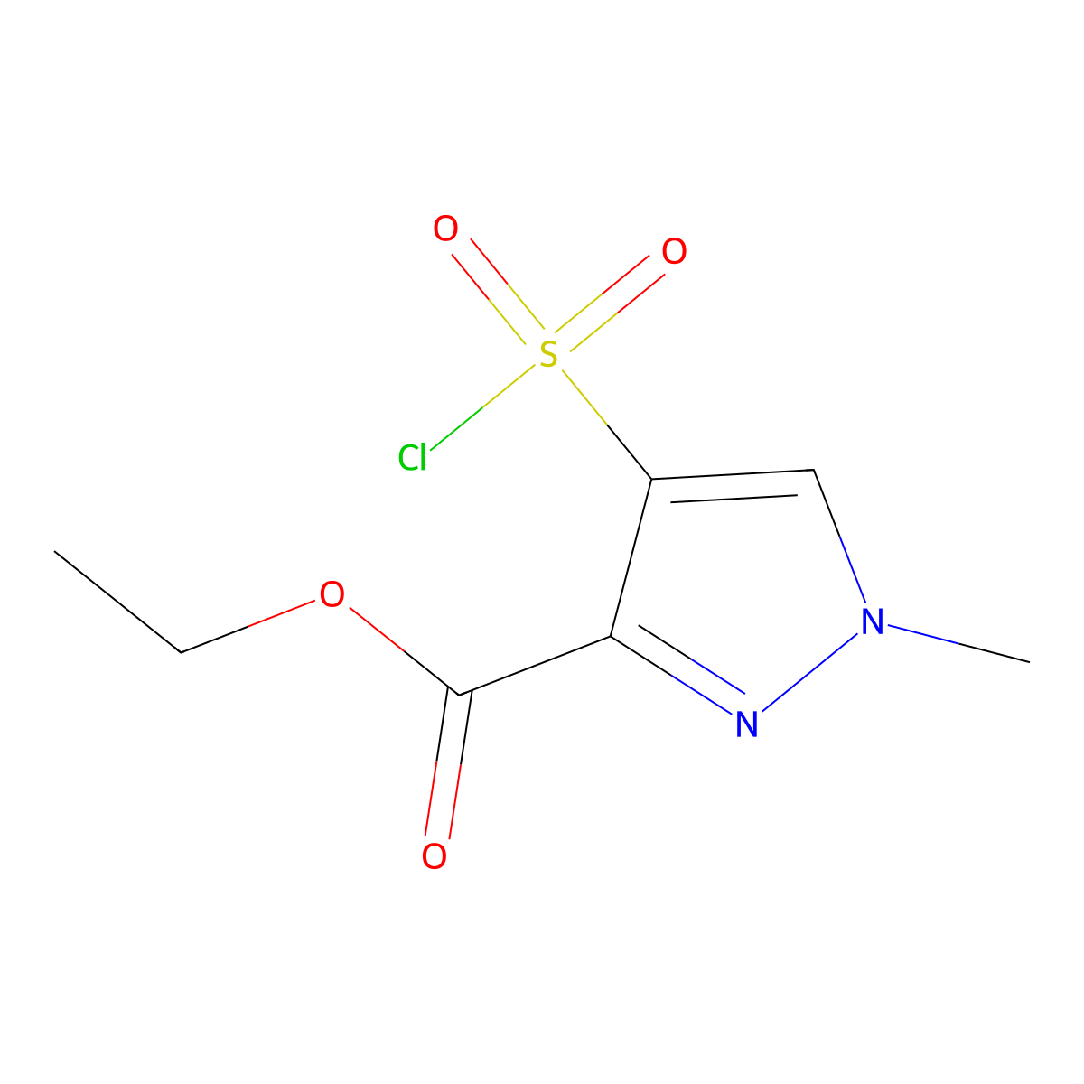ethyl 4-(chlorosulfonyl)-1-methyl-1H-pyrazole-3-carboxylate molecular structure, CAS 2228723-92-8