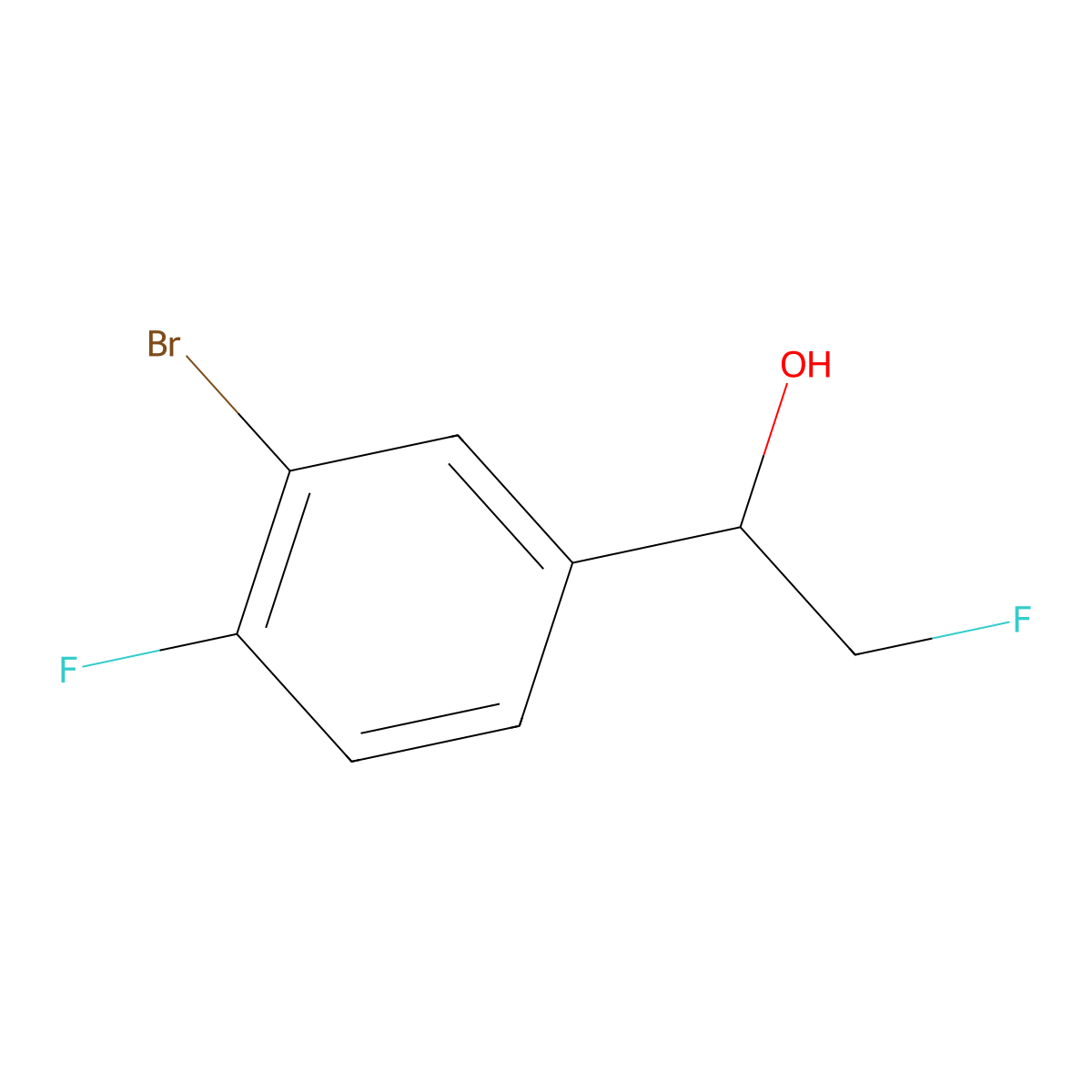 1-(3-Bromo-4-fluorophenyl)-2-fluoroethan-1-ol molecular structure, CAS 2228725-30-0