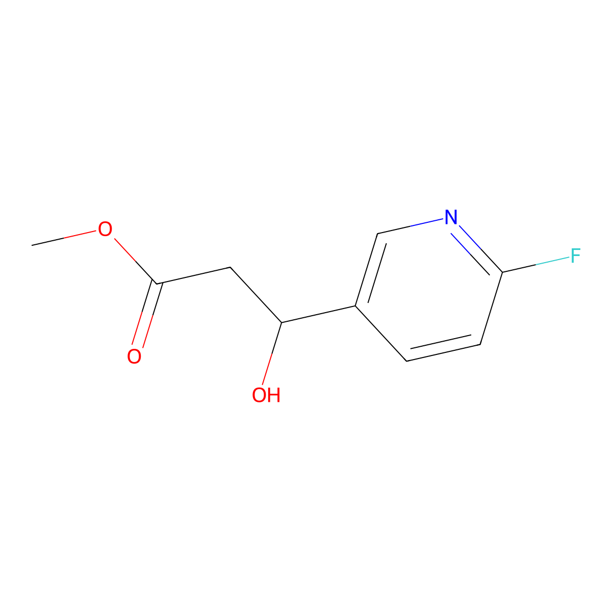 Methyl 3-(6-fluoropyridin-3-yl)-3-hydroxypropanoate molecular structure, CAS 2228726-46-1
