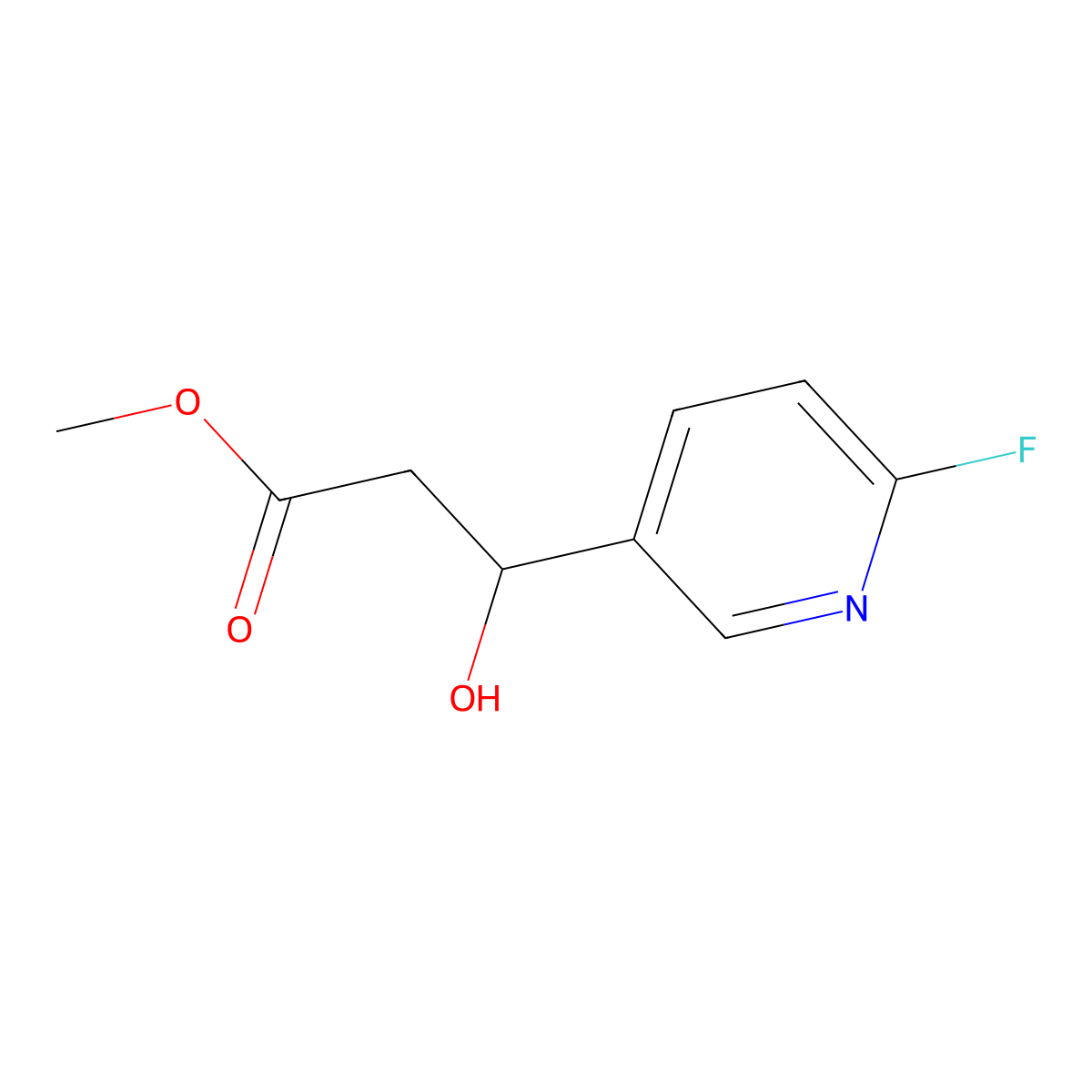 Methyl 3-(6-fluoropyridin-3-yl)-3-hydroxypropanoate molecular structure, CAS 2228726-46-1
