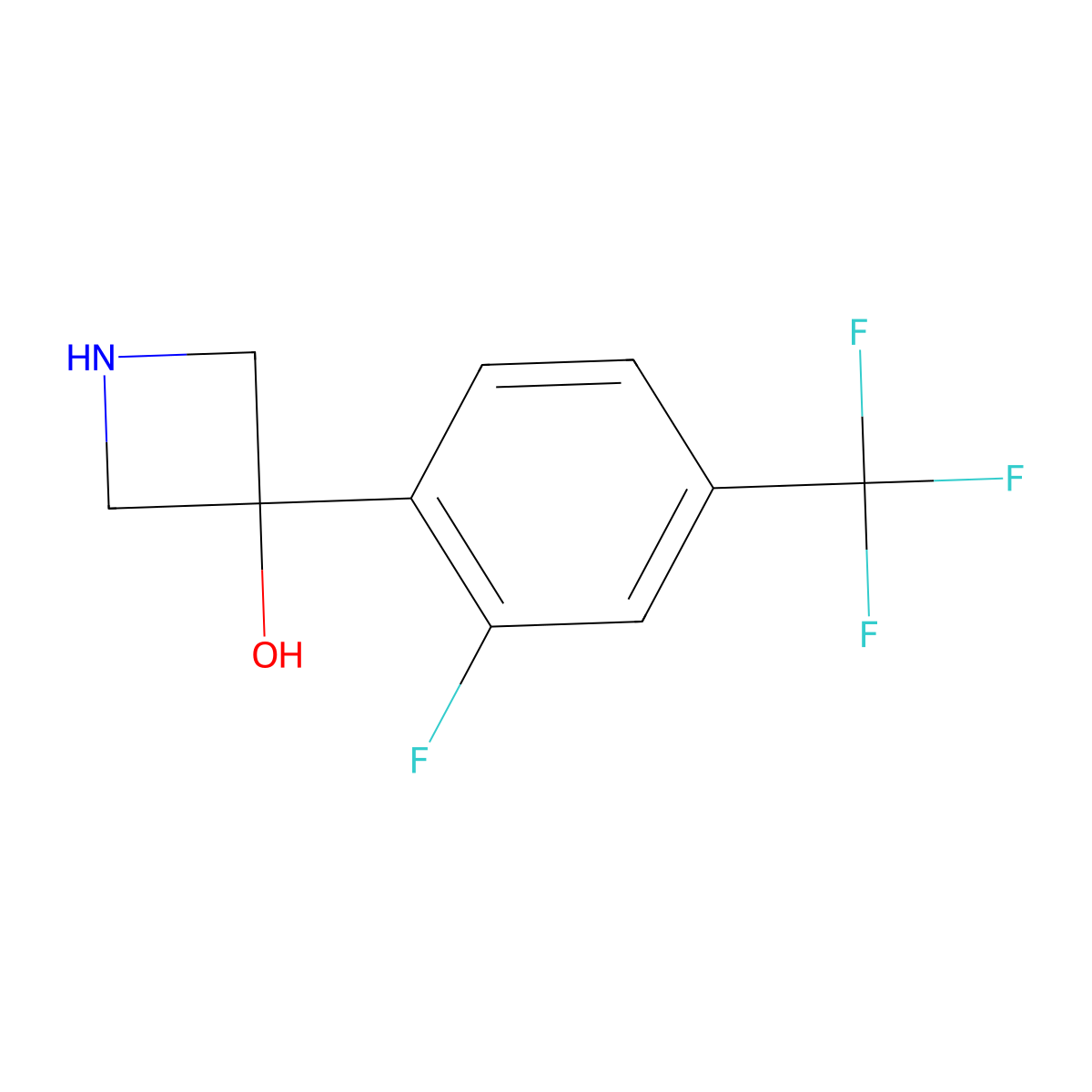 3-[2-Fluoro-4-(trifluoromethyl)phenyl]azetidin-3-ol molecular structure, CAS 2228727-62-4