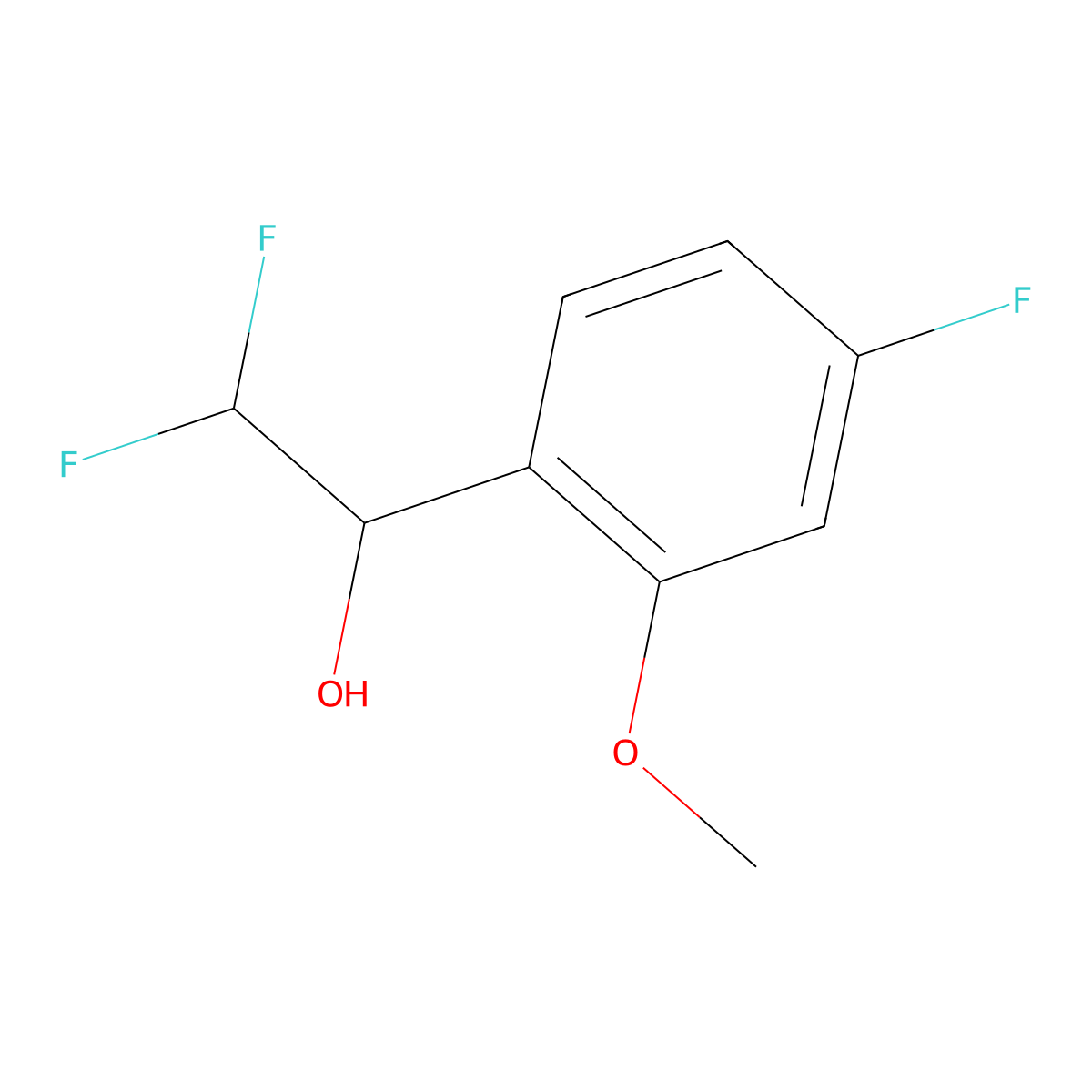 2,2-Difluoro-1-(4-fluoro-2-methoxyphenyl)ethan-1-ol molecular structure, CAS 2228727-79-3
