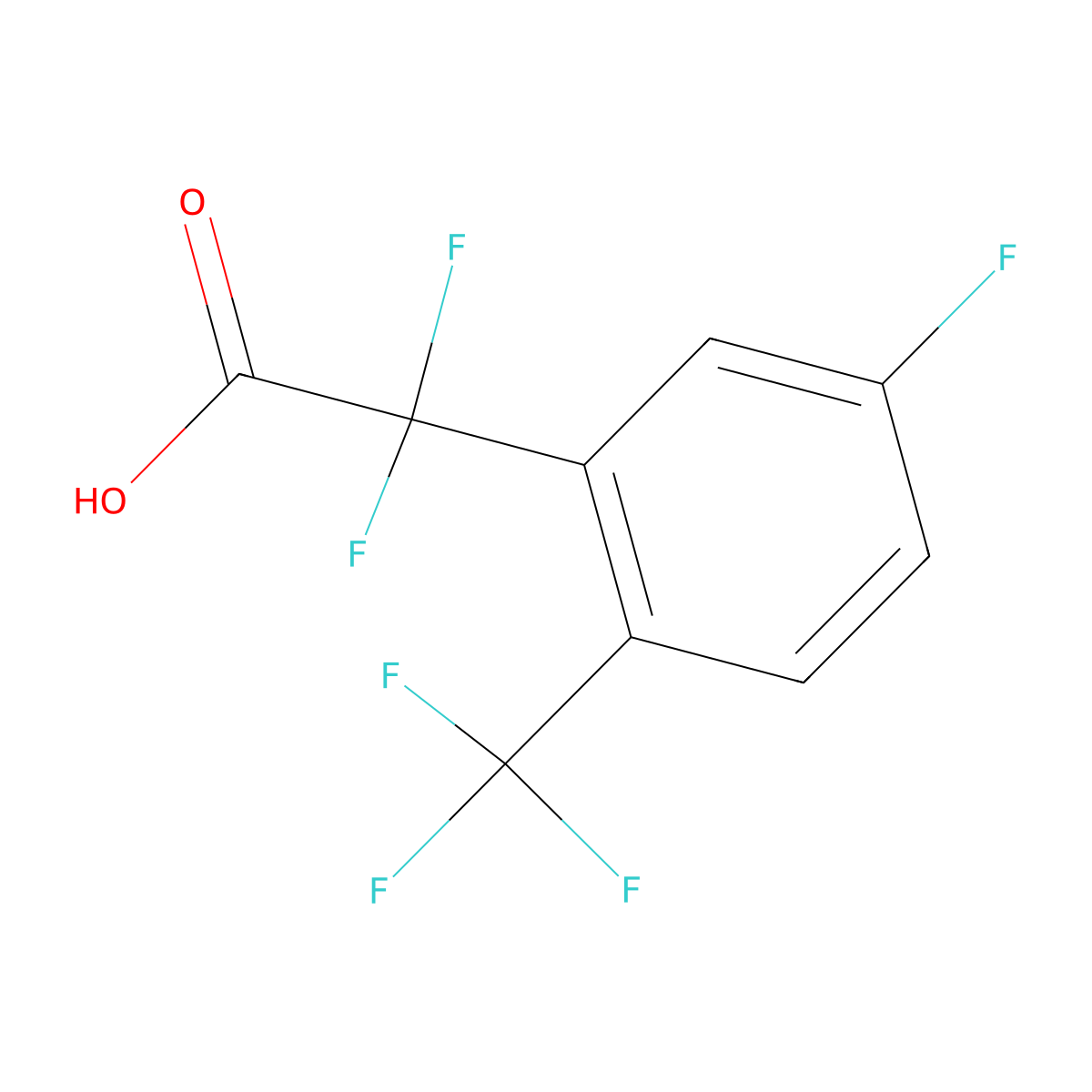 2,2-Difluoro-2-[5-fluoro-2-(trifluoromethyl)phenyl]acetic acid molecular structure, CAS 2228728-13-8