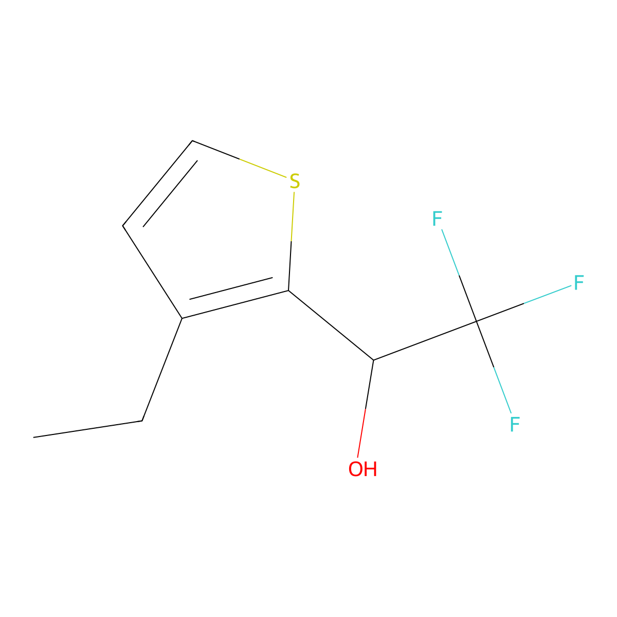 1-(3-Ethylthiophen-2-yl)-2,2,2-trifluoroethan-1-ol molecular structure, CAS 2228729-49-3