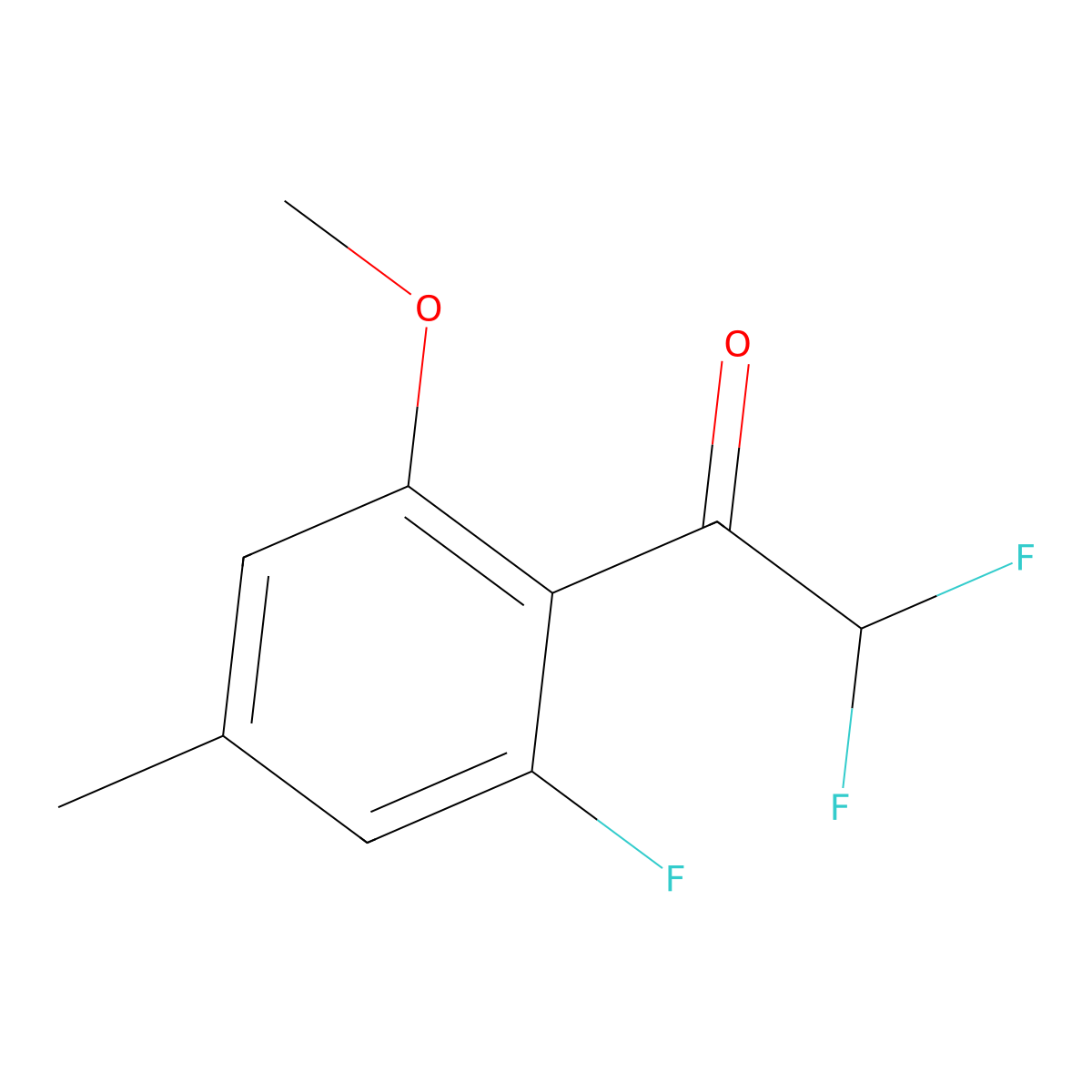 2,2-Difluoro-1-(2-fluoro-6-methoxy-4-methylphenyl)ethan-1-one molecular structure, CAS 2228730-61-6