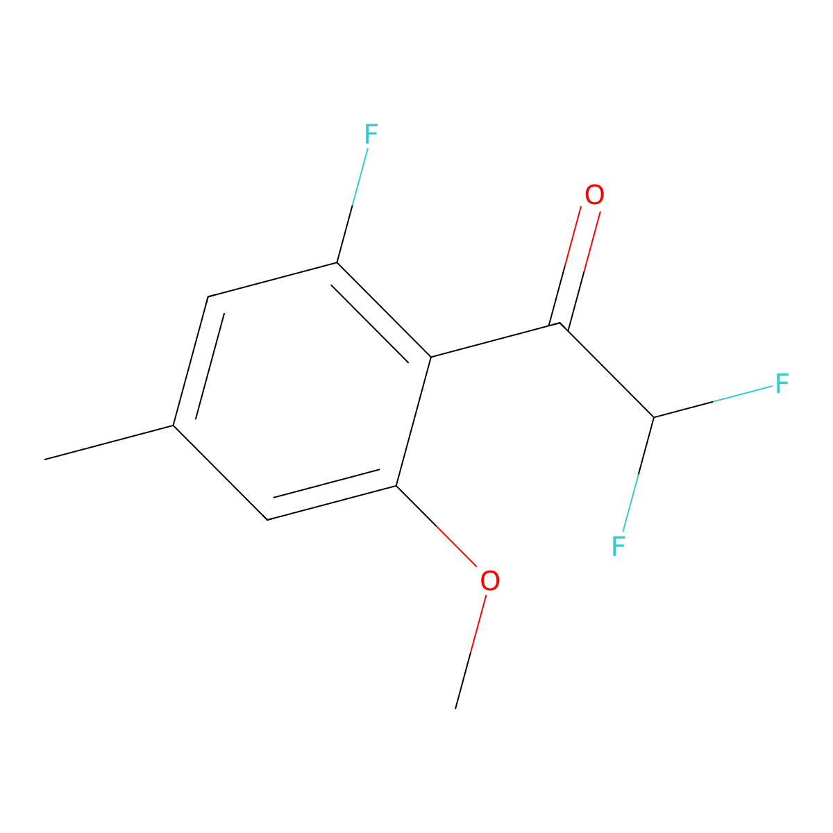 2,2-Difluoro-1-(2-fluoro-6-methoxy-4-methylphenyl)ethan-1-one molecular structure, CAS 2228730-61-6
