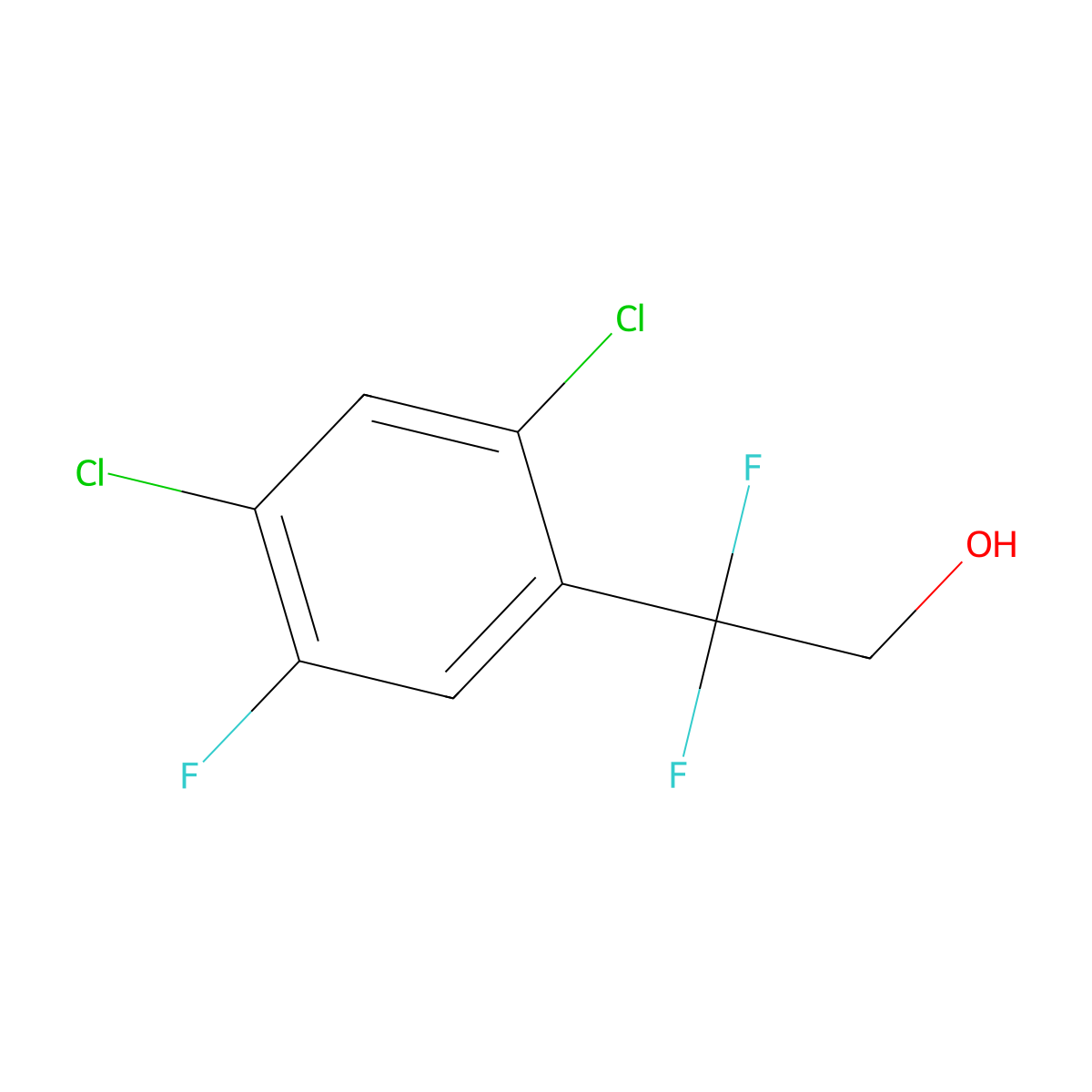 2-(2,4-Dichloro-5-fluorophenyl)-2,2-difluoroethan-1-ol molecular structure, CAS 2228731-19-7