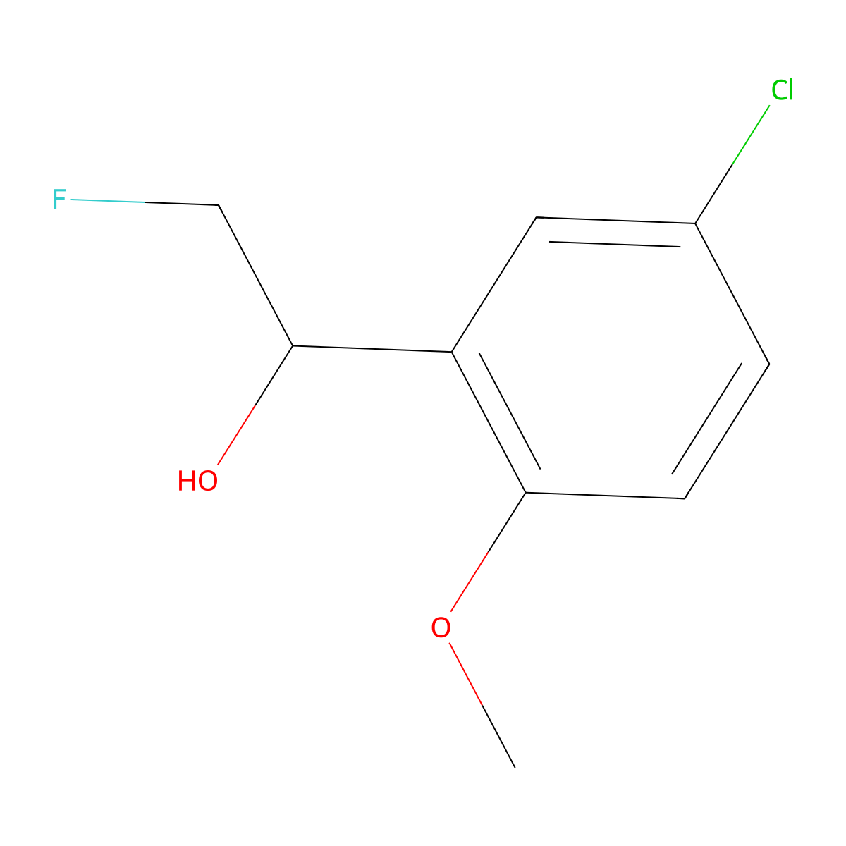1-(5-Chloro-2-methoxyphenyl)-2-fluoroethan-1-ol molecular structure, CAS 2228732-05-4