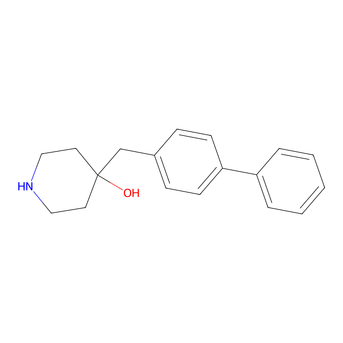 4-[(4-Phenylphenyl)methyl]piperidin-4-ol molecular structure, CAS 2228732-40-7