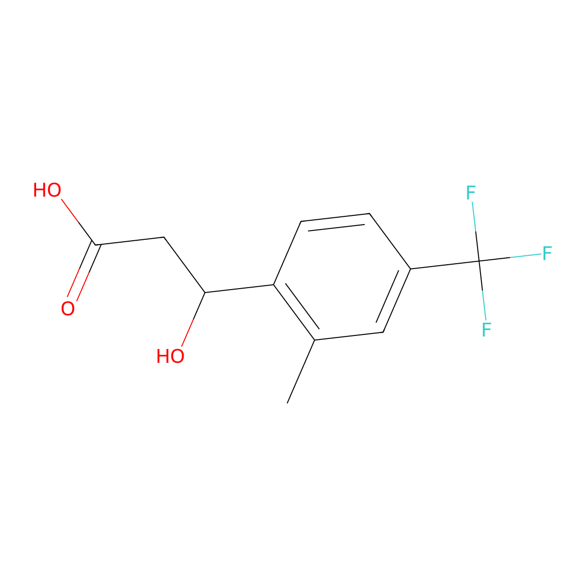 3-Hydroxy-3-[2-methyl-4-(trifluoromethyl)phenyl]propanoic acid molecular structure, CAS 2228732-78-1