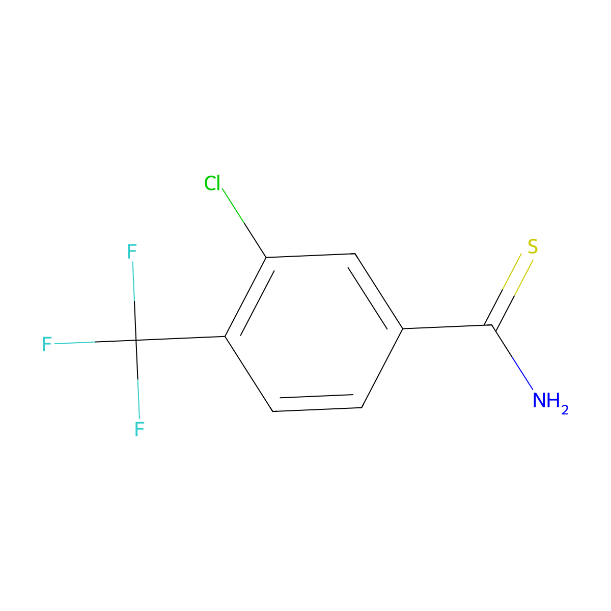 3-Chloro-4-(trifluoromethyl)benzene-1-carbothioamide molecular structure, CAS 2228733-84-2