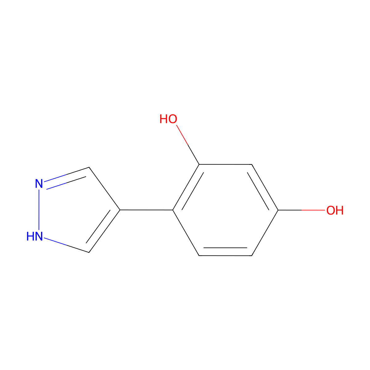 4-(1H-pyrazol-4-yl)benzene-1,3-diol molecular structure, CAS 2228734-84-5