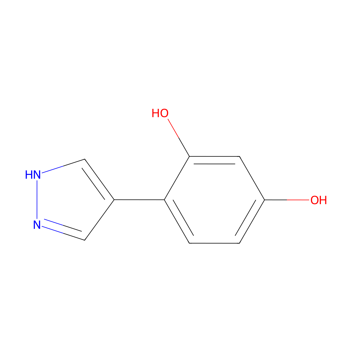 4-(1H-pyrazol-4-yl)benzene-1,3-diol molecular structure, CAS 2228734-84-5