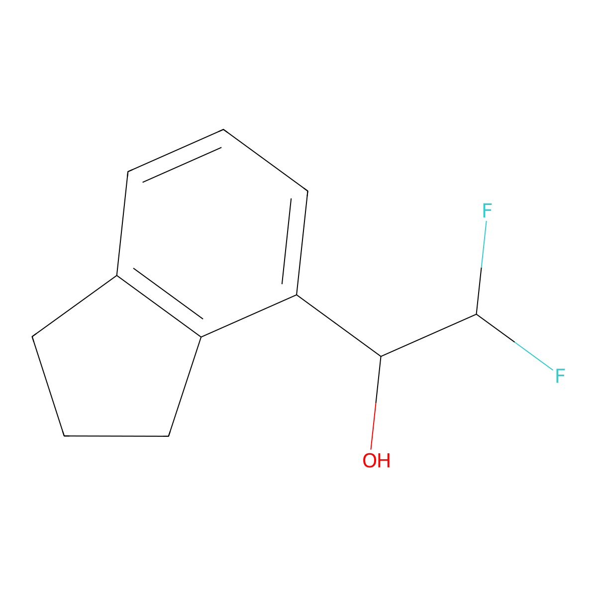 1-(2,3-dihydro-1H-inden-4-yl)-2,2-difluoroethan-1-ol molecular structure, CAS 2228735-50-8