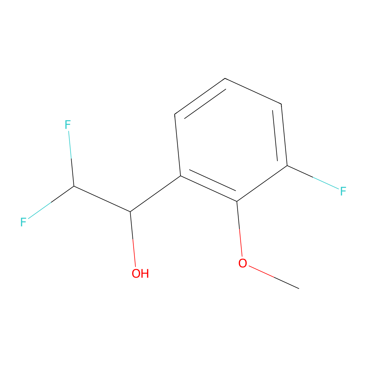 2,2-Difluoro-1-(3-fluoro-2-methoxyphenyl)ethan-1-ol molecular structure, CAS 2228736-80-7