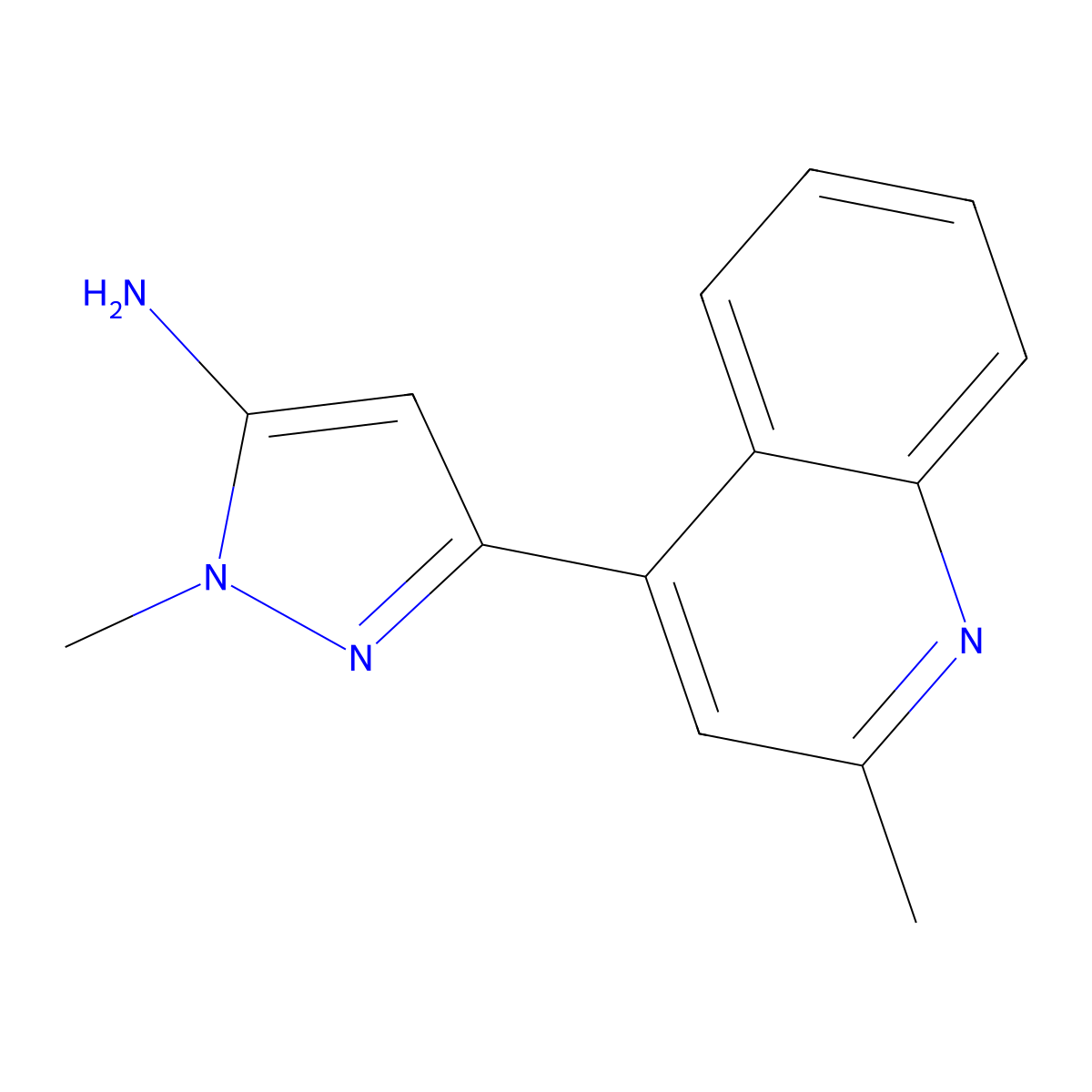 1-methyl-3-(2-methylquinolin-4-yl)-1H-pyrazol-5-amine molecular structure, CAS 2228738-08-5