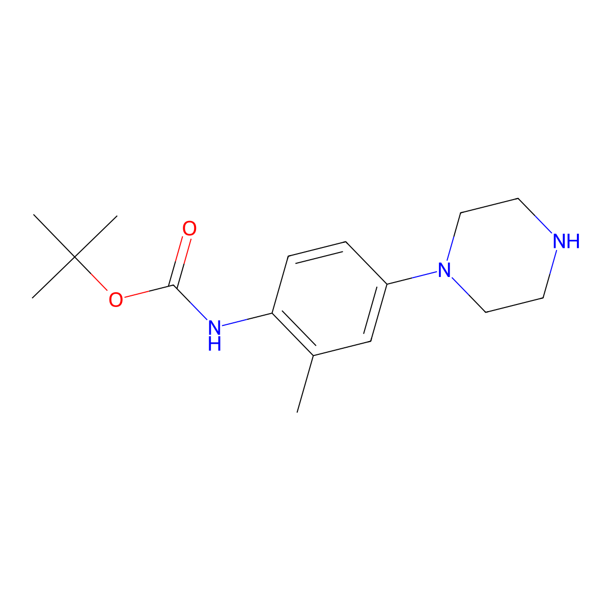 tert-butyl N-[2-methyl-4-(piperazin-1-yl)phenyl]carbamate molecular structure, CAS 2228739-70-4