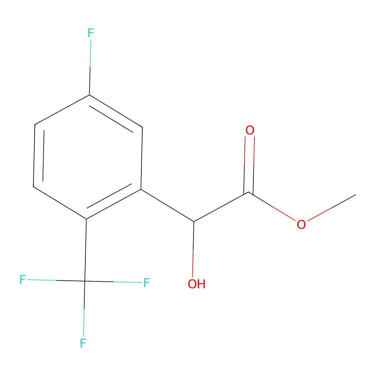Methyl 2-[5-fluoro-2-(trifluoromethyl)phenyl]-2-hydroxyacetate molecular structure, CAS 2228741-95-3