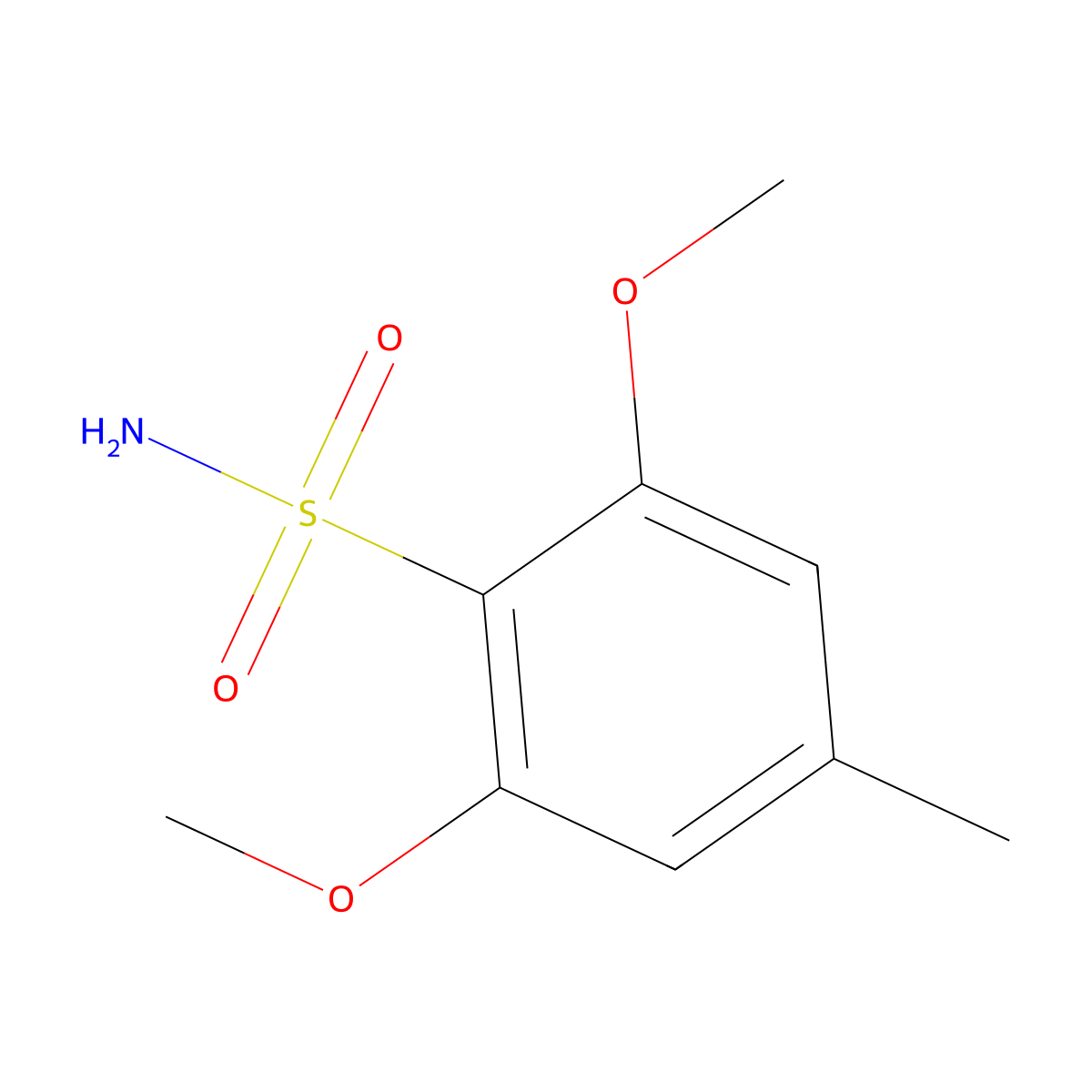 2,6-Dimethoxy-4-methylbenzene-1-sulfonamide molecular structure, CAS 2228742-72-9