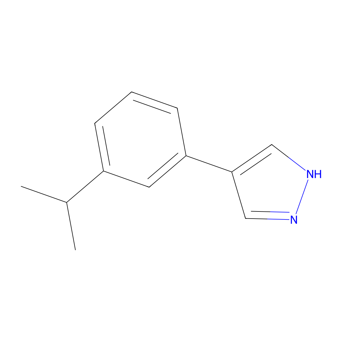 4-[3-(propan-2-yl)phenyl]-1H-pyrazole molecular structure, CAS 2228743-31-3