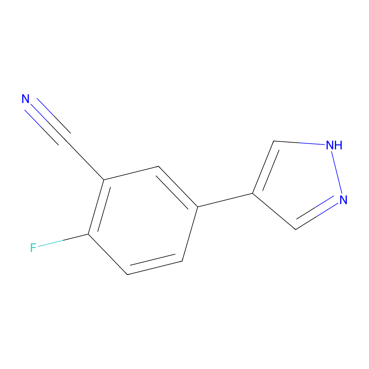 2-fluoro-5-(1H-pyrazol-4-yl)benzonitrile molecular structure, CAS 2228743-43-7