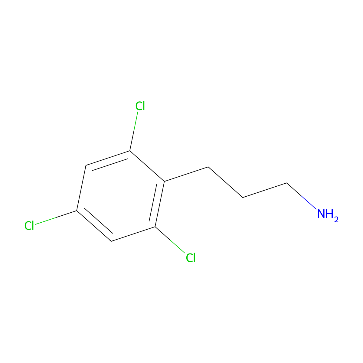 3-(2,4,6-Trichlorophenyl)propan-1-amine molecular structure, CAS 2228743-98-2
