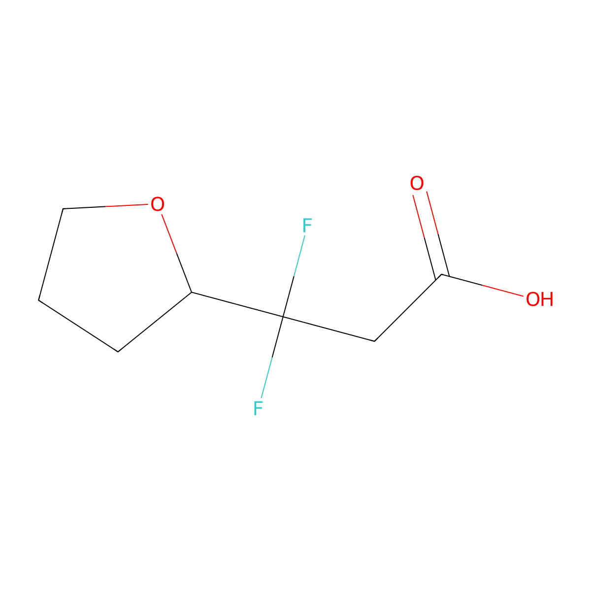 3,3-Difluoro-3-(oxolan-2-yl)propanoic acid molecular structure, CAS 2228745-02-4