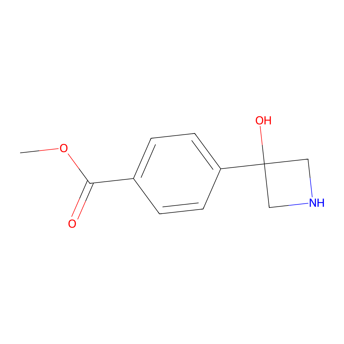 Methyl 4-(3-hydroxyazetidin-3-yl)benzoate molecular structure, CAS 2228745-11-5