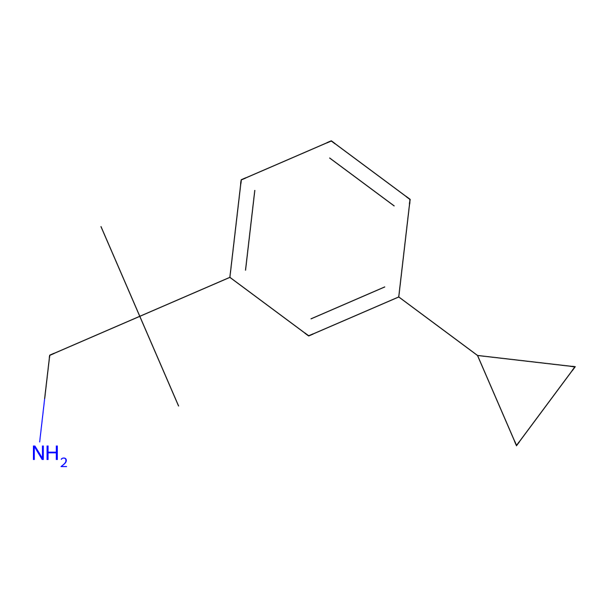 2-(3-Cyclopropylphenyl)-2-methylpropan-1-amine molecular structure, CAS 2228747-87-1