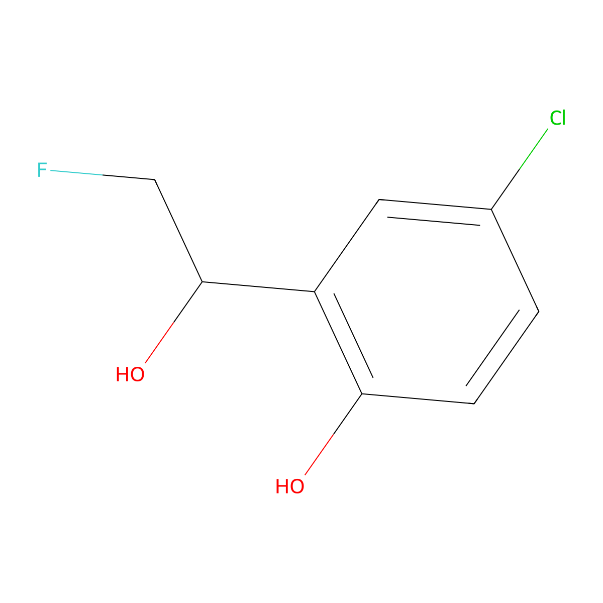 4-Chloro-2-(2-fluoro-1-hydroxyethyl)phenol molecular structure, CAS 2228748-58-9