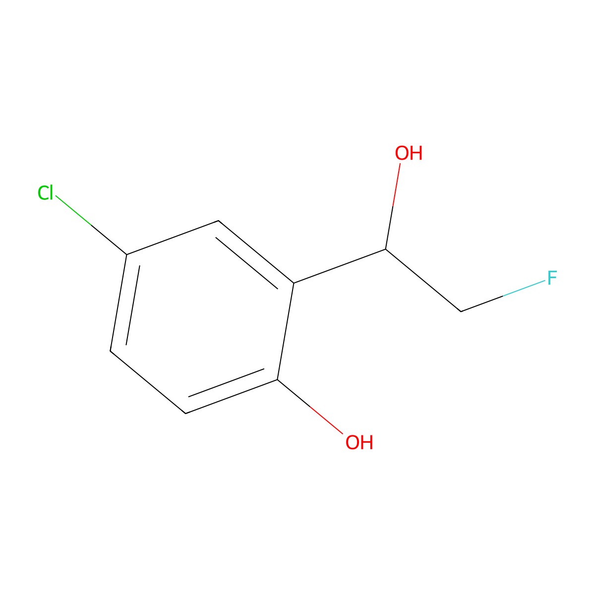 4-Chloro-2-(2-fluoro-1-hydroxyethyl)phenol molecular structure, CAS 2228748-58-9