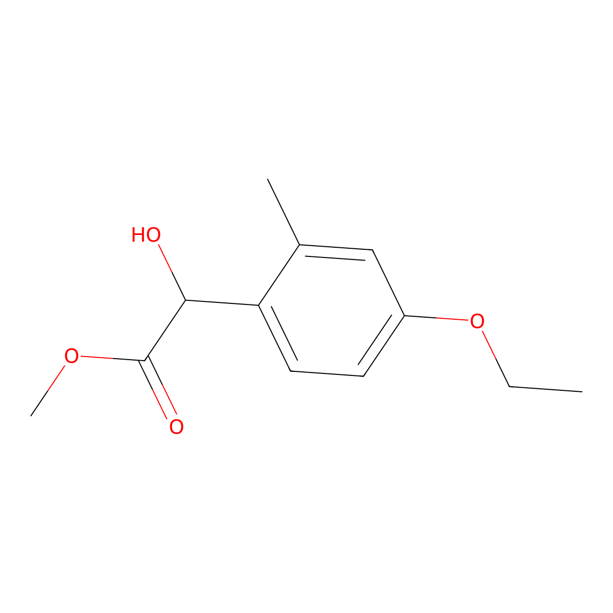 Methyl 2-(4-ethoxy-2-methylphenyl)-2-hydroxyacetate molecular structure, CAS 2228749-26-4