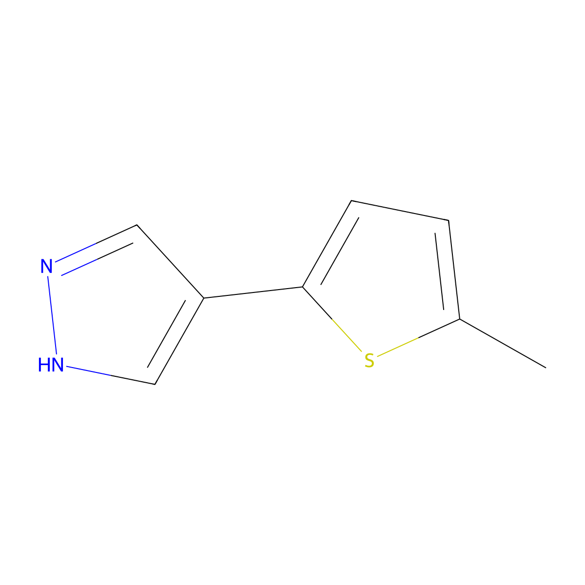 4-(5-methylthiophen-2-yl)-1H-pyrazole molecular structure, CAS 2228749-41-3