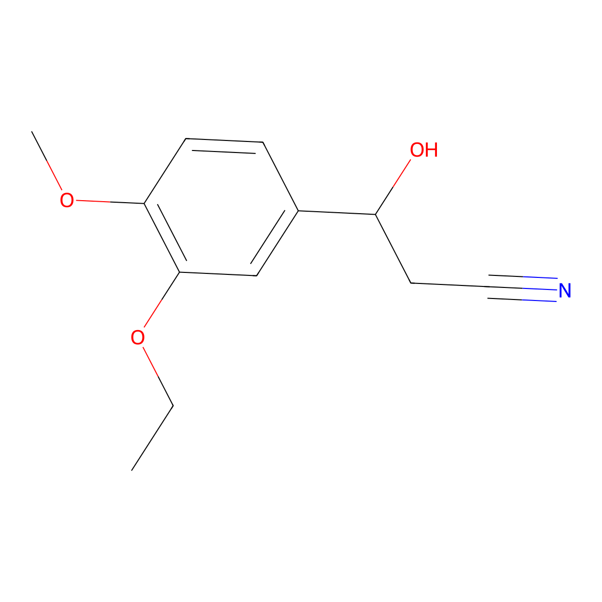3-(3-Ethoxy-4-methoxyphenyl)-3-hydroxypropanenitrile molecular structure, CAS 2228750-83-0